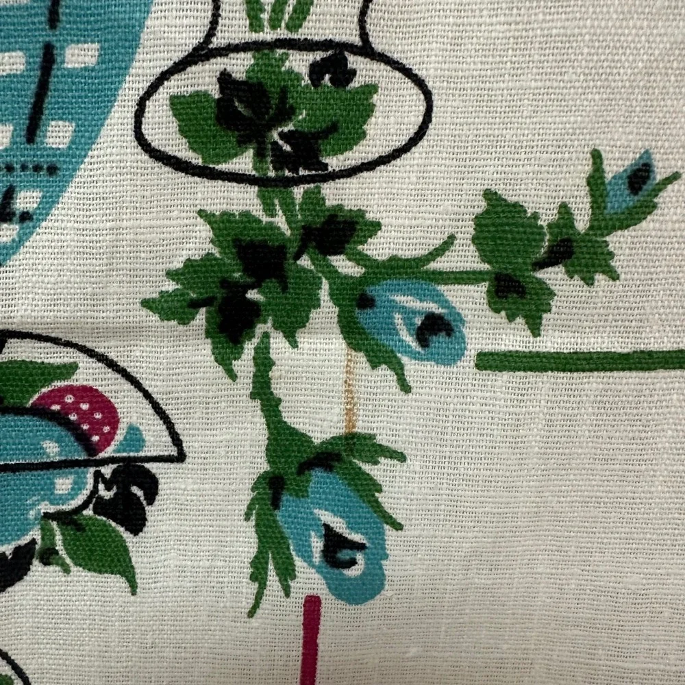 Vintage Startex Wonder-Dri Kitchen Tea Towel Mid-Century Fruit Wine Teal 29x16